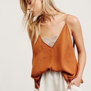 FREE PEOPLE DEEP V LACE BANDEAU CAMI TANK